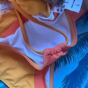Leg two tone orange bikini
